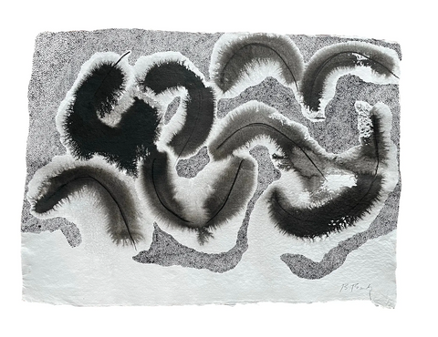 Barbara Beck Abstract Mid Century Watercolor Painting on Paper