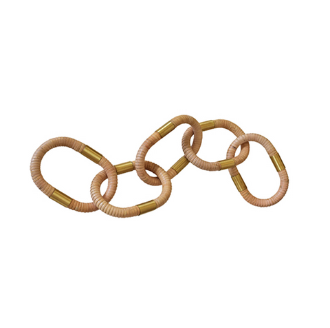Otto Natural Rattan Chain Link Decor Object w/Brass Detail