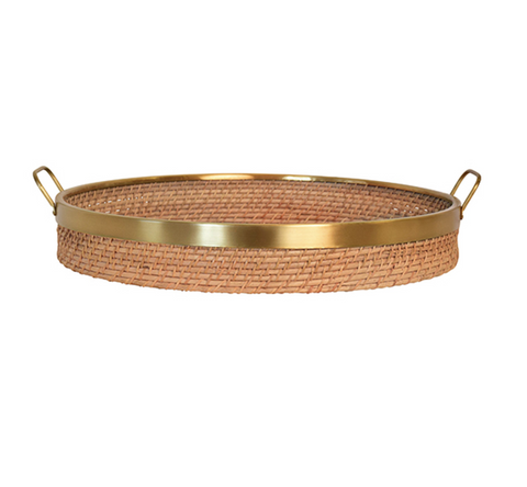 Babs Natural Rattan & Brass Serving Tray