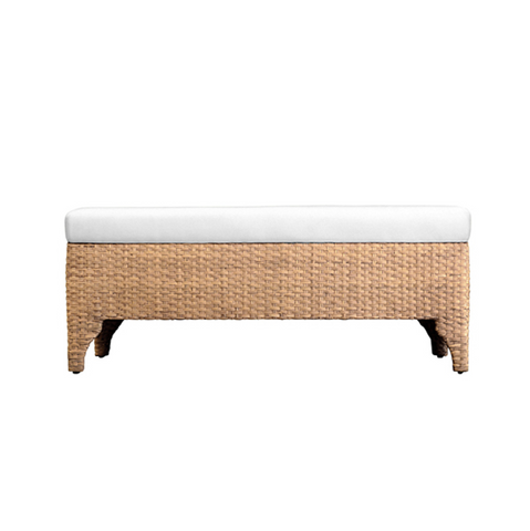Maldives Water Hyacinth Bench with Ivory Performance Linen Seat