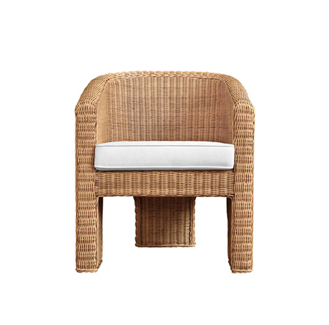 Giza Rattan Three Leg Lounge Chair With Ivory Performance Linen Cushion