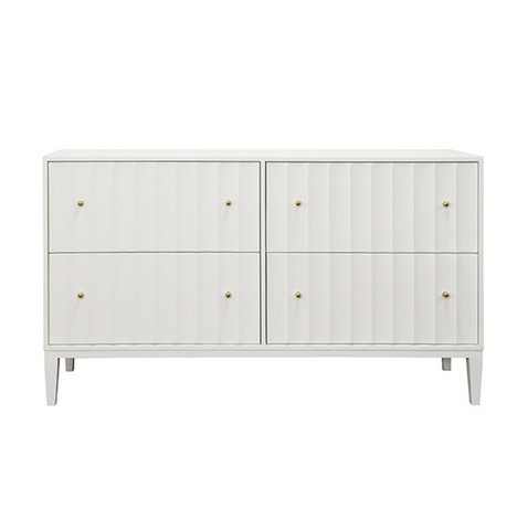 Angus Fluted Matte White Lacquer Four Drawer Chest