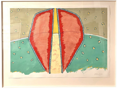 Barbara Beck 2000 Abstract Watercolor Painting on Paper in Original Wood Frame