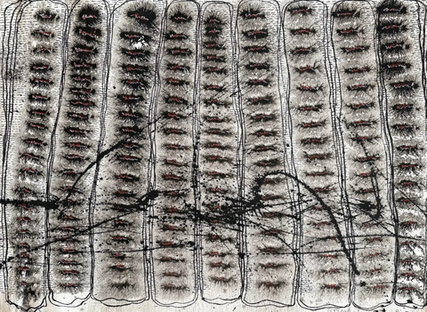 Barbara Beck 1970s Abstract Acrylic Painting on Paper