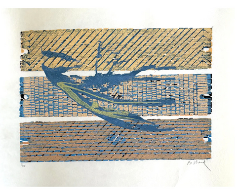 Barbara Beck Abstract Mid Century Modern Woodblock Print on Paper