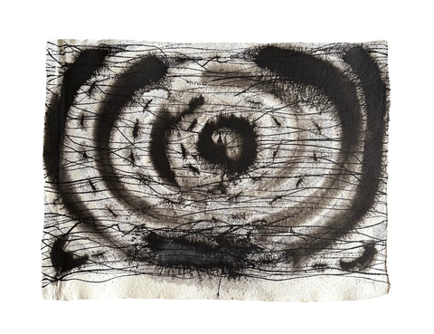 Barbara Beck Mid Century Modern Abstract Black Acrylic Painting on Paper