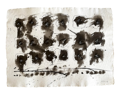 Barbara Beck 1970s Abstract Acrylic Painting on Paper