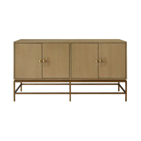 Ariel Cerused Oak Four Door Buffet with Antique Brass Hardware