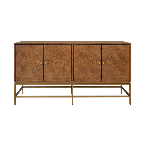 Ariel Dark Burlwood Four Door Buffet with Antique Brass Hardware