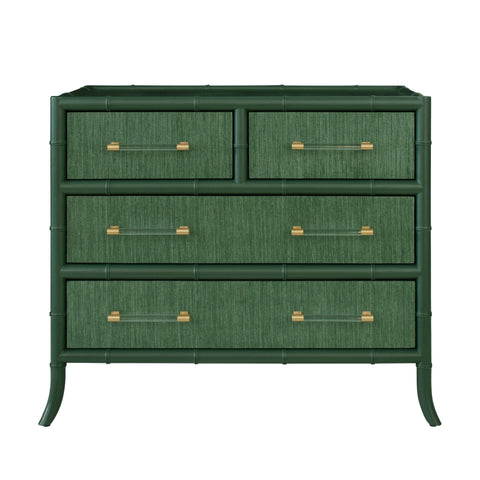 Beckett Dark Green Grasscloth Four Drawer Chest