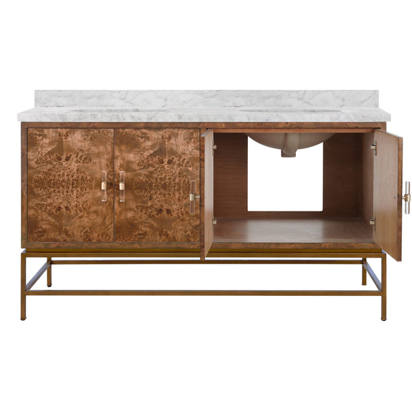 Clifford 60" Dark Burlwood Double Sink Bath Vanity