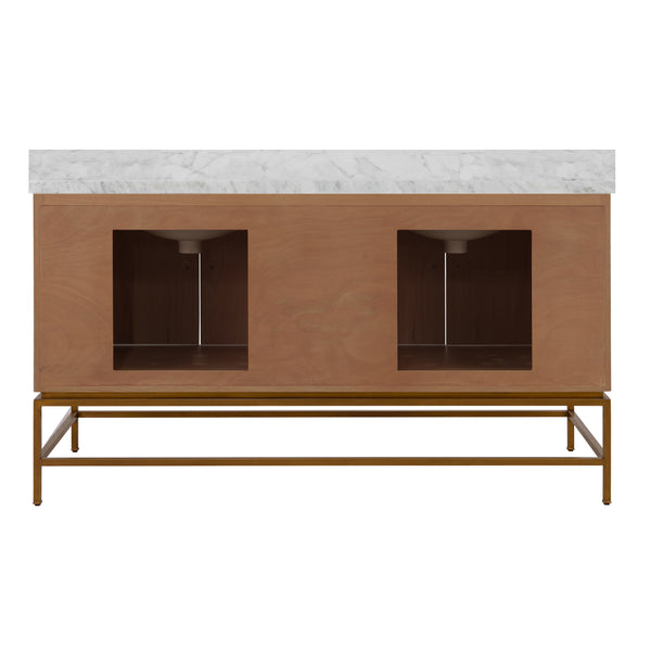 Clifford 60" Dark Burlwood Double Sink Bath Vanity