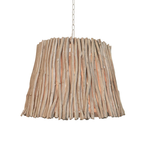 Crew Pendant Light - Handcrafted Whitewash Eucalyptus Wood Drum