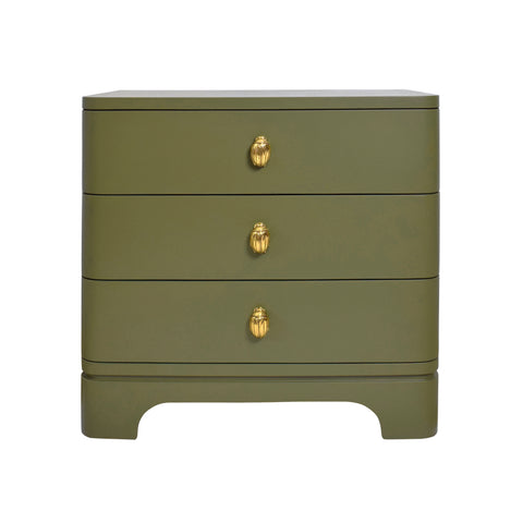 Fortune Rounded Edge Matte Lacquer Wood Side Table - Olive Green