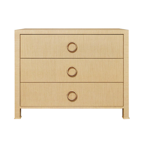 Getty Three Drawer Chest  - Natural Grasscloth