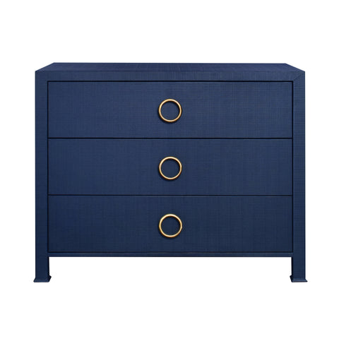 Getty Three Drawer Chest - Navy Blue Linen