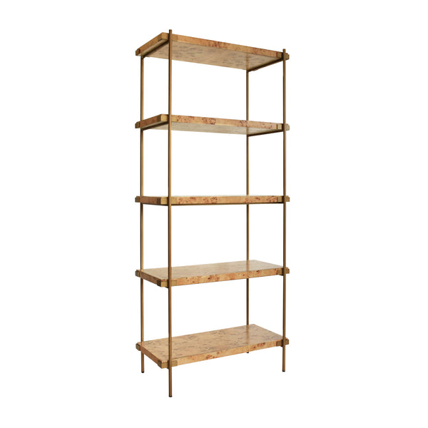 Harris Light Burlwood & Antique Brass Etagère