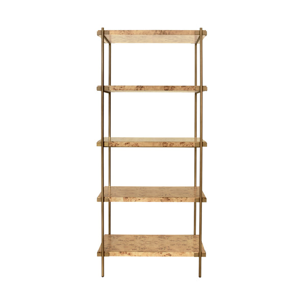 Harris Light Burlwood & Antique Brass Etagère