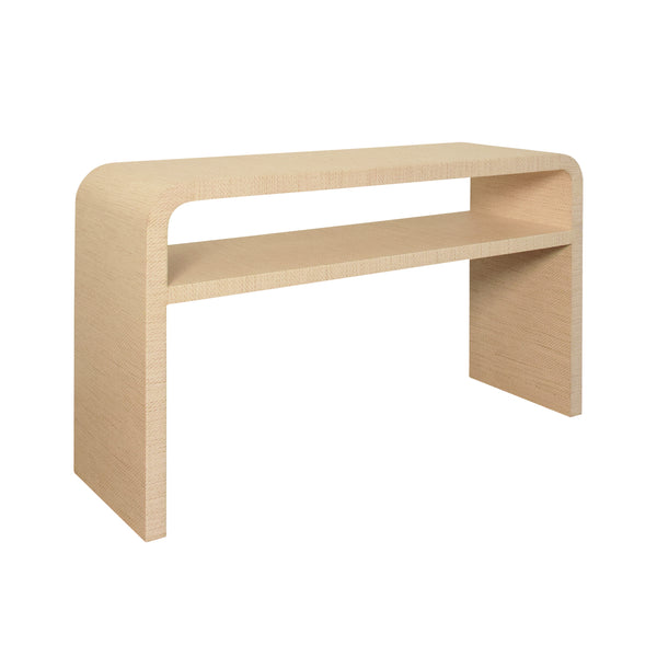 Marshall Waterfall Edge Two Tier Console Table - Natural Grasscloth