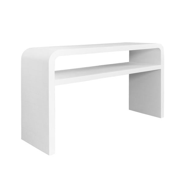 Marshall Waterfall Edge Two Tier Console Table - White Linen