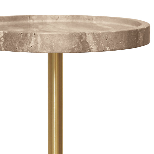Natalia Travertine & Stainless Steel Side Table