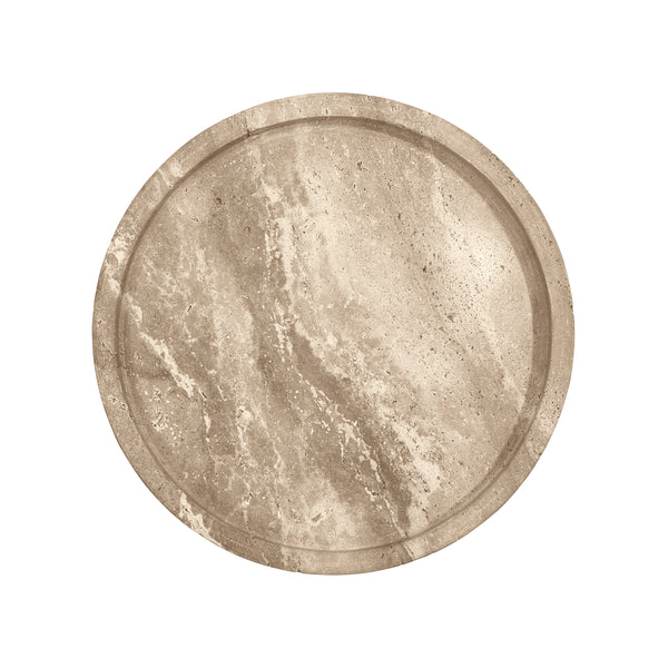 Natalia Travertine & Stainless Steel Side Table