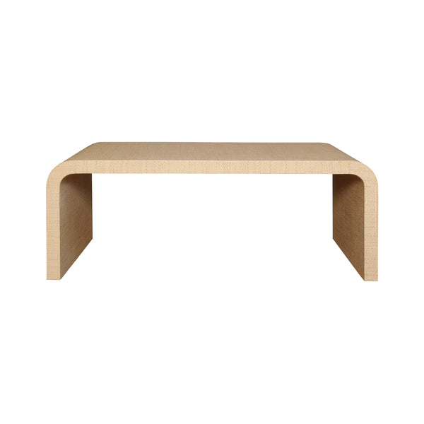 Newbury Waterfall Edge Natural Grasscloth Coffee Table