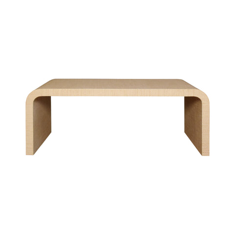 Newbury Waterfall Edge Natural Grasscloth Coffee Table