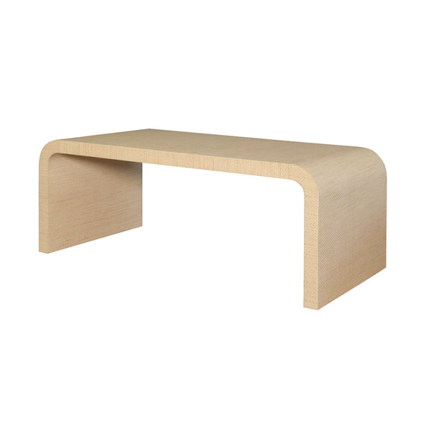 Newbury Waterfall Edge Natural Grasscloth Coffee Table