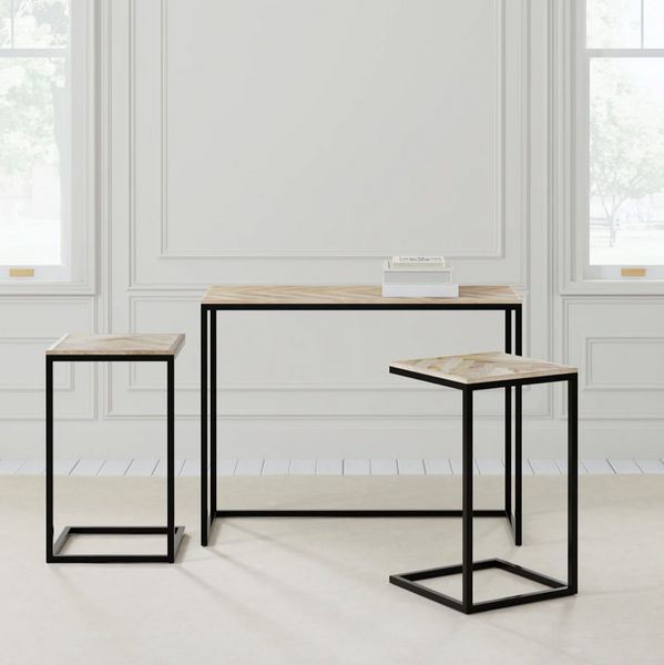 Chevron Console & Side Tables Set (3 Pieces) - Matthew Izzo Collection