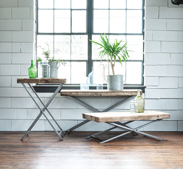 Pop Up 30" Square Reclaimed Wood & Metal Bistro Folding Table - Matthew Izzo Collection