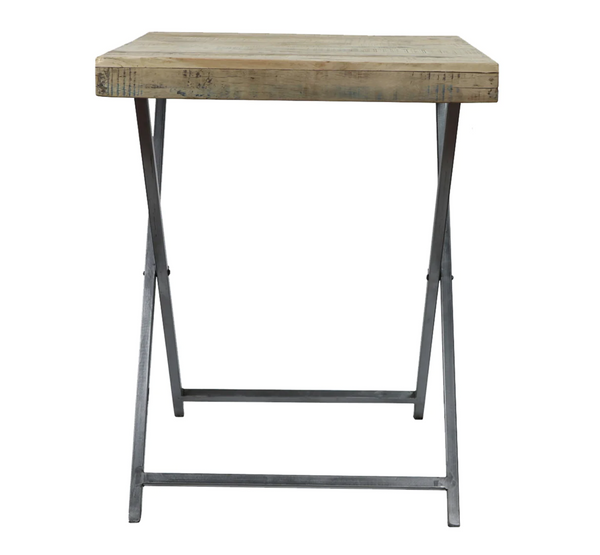 Pop Up 30" Square Reclaimed Wood & Metal Bistro Folding Table - Matthew Izzo Collection