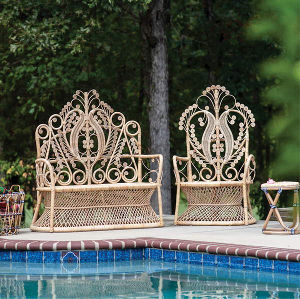 Lollipop Rattan Peacock Loveseat - Matthew Izzo Collection