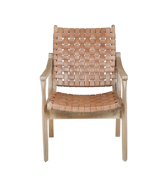 The Urban Acacia Wood & Leather Arm Chair - Matthew Izzo Collection