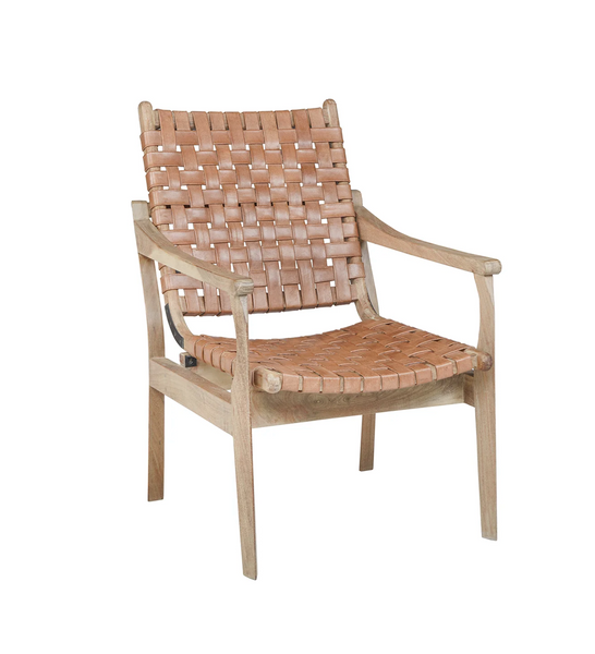 The Urban Acacia Wood & Leather Arm Chair - Matthew Izzo Collection