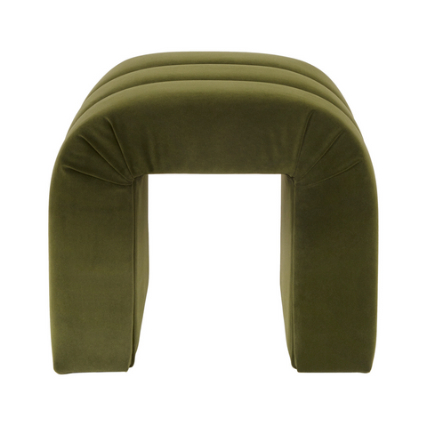 Worlds Away Finch Channeled Stool - Olive