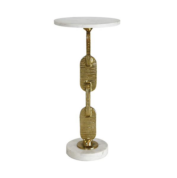 Ventura Hammered Brass & Marble Accent Table