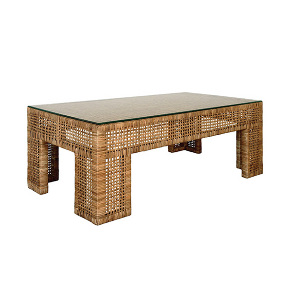 Montauk Rattan & Glass Coffee Table