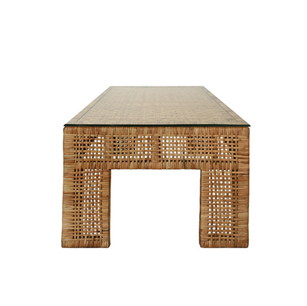 Montauk Rattan & Glass Coffee Table