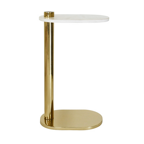 Simeon Polished Brass and Marble Side Table
