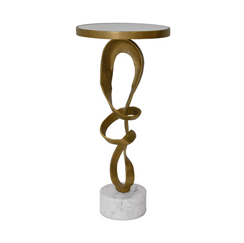 Olympia Antique Brass and Marble Side Table