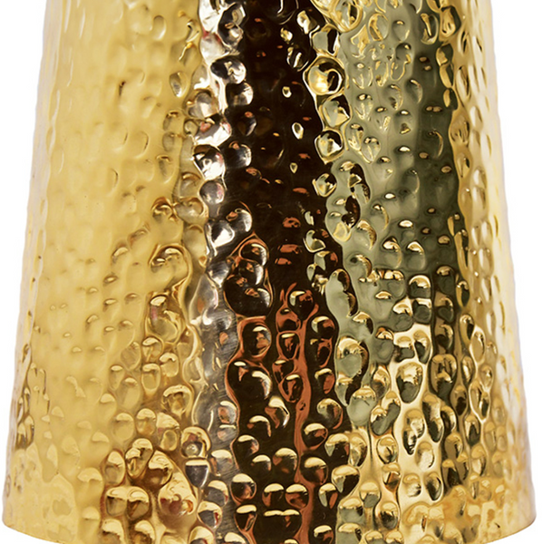 Cynthia Hammered Brass Side Table with Round Marble Top