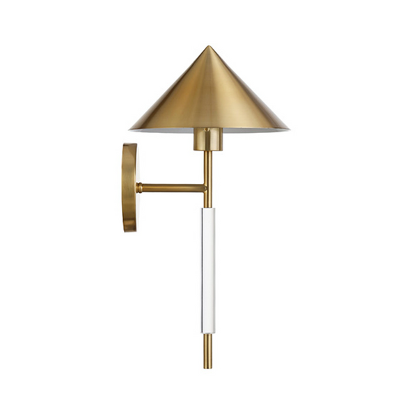 Talon Acrylic Rod Wall Sconce w/Antique Brass Shade
