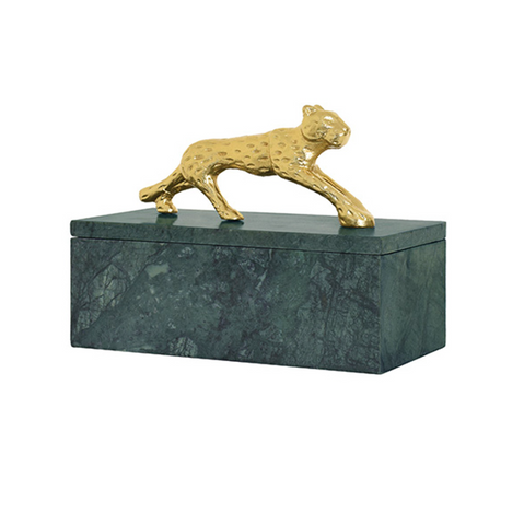 Worlds Away Jaguar Green Marble Box