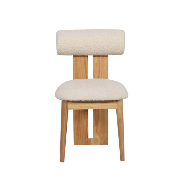 Anna Boucle & Elm Wood Dining Chair in Burnt Oak - Matthew Izzo Collection