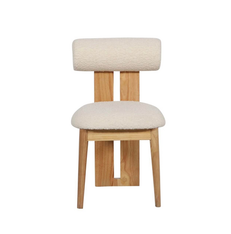 Anna Boucle & Elm Wood Dining Chair in Burnt Oak - Matthew Izzo Collection