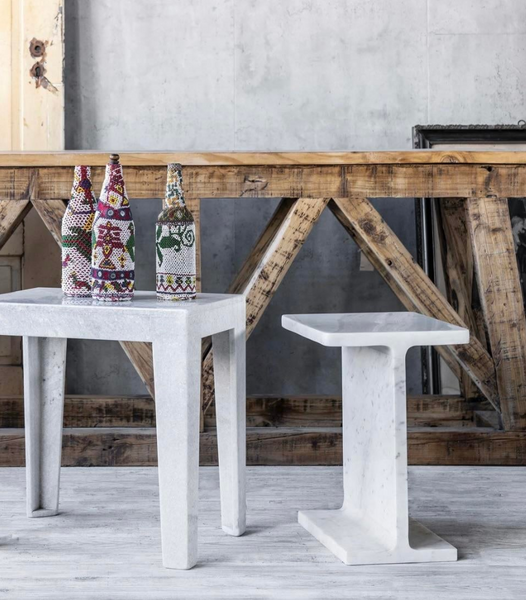 I Beam Marble Side Table - Matthew Izzo Collection