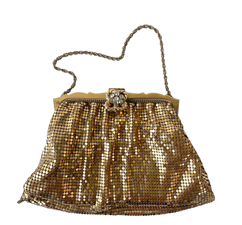 Art Deco Gold Mesh Clutch with Chain