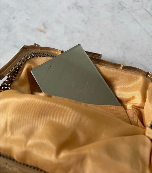 Vintage Art Deco Gold Mesh Clutch with Chain