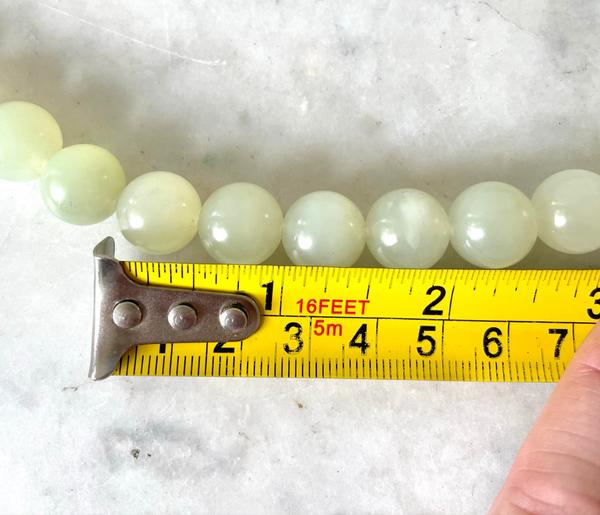 30" Vintage 1970s Celadon Jade Beaded Necklace